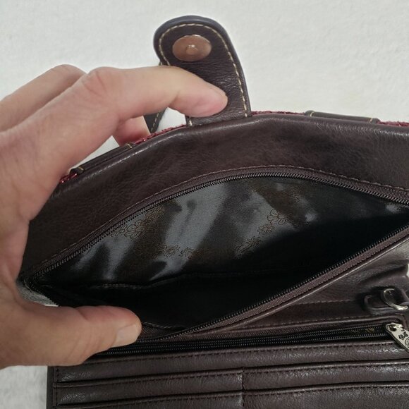 Rustic Couture Wristlet Wallet Grunge Punk Studded Maroon Brown - Picture 13 of 15